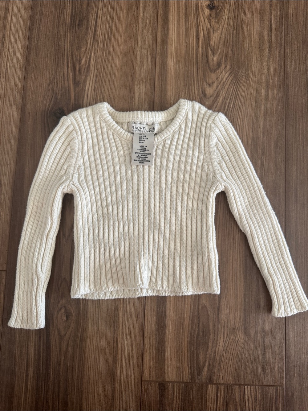 Rachel Zoe Off-White Ribbed Crewneck Sweater